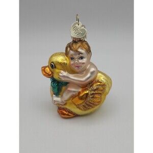 Old world Christmas Baby on a Duck Ducky Christmas Ornament